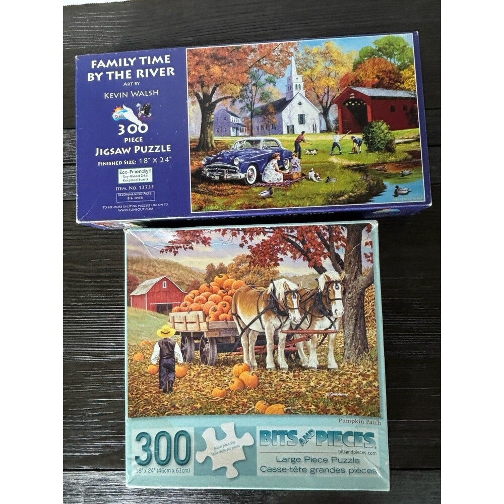 300 Piece Puzzles Fall Horses Family But N’ Pieces Lot of 2